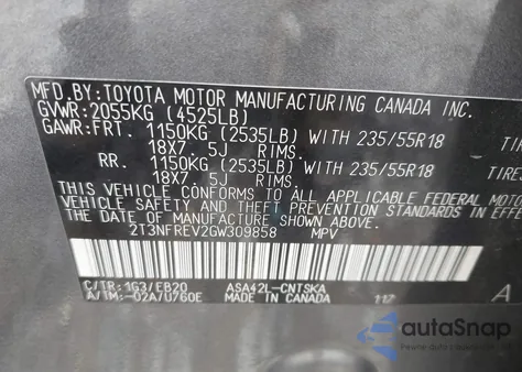 2016 Toyota Rav4 Se from USA, damaged, VIN 2T3NFREV2GW309858